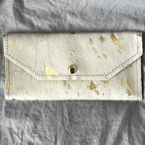 Jane Marie Leather Wallet - white with gold accent NWOT